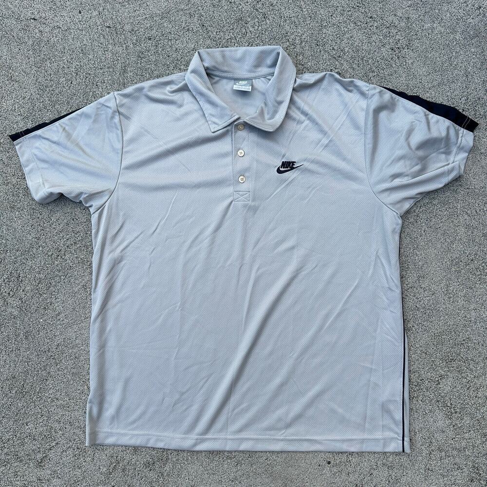 Nike Polo Shirt Mens XL Gray Sportswear Golf Dad Collared Short Sleeve Polyester